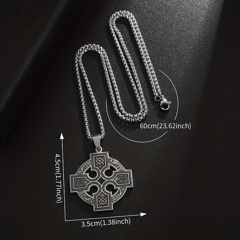Celtic Knot Cross Pendant Stainless Steel Necklace Irish Symbol Amulet